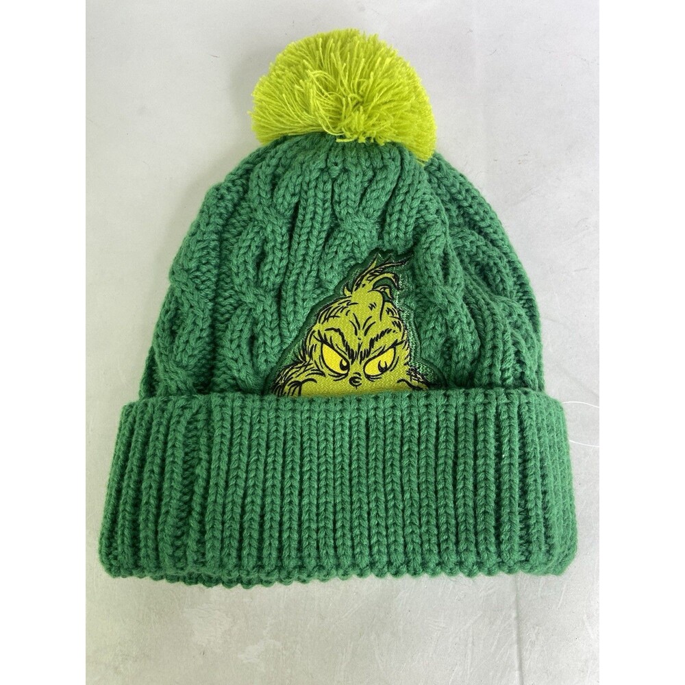 How The Grinch Stole Christmas Feelin Grinchy Knit Beanie Hat Cap Womens OSFM